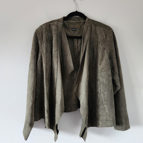 BLANK NYC | Faux suede jacket open front military green sz 1X - Picture 3 of 6